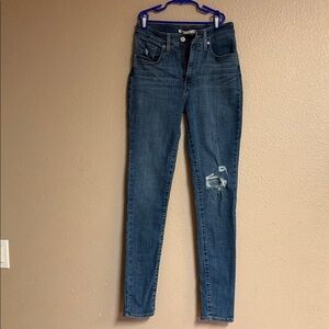 Levi's Women's Dark Blue Distressed Skinny Jeans